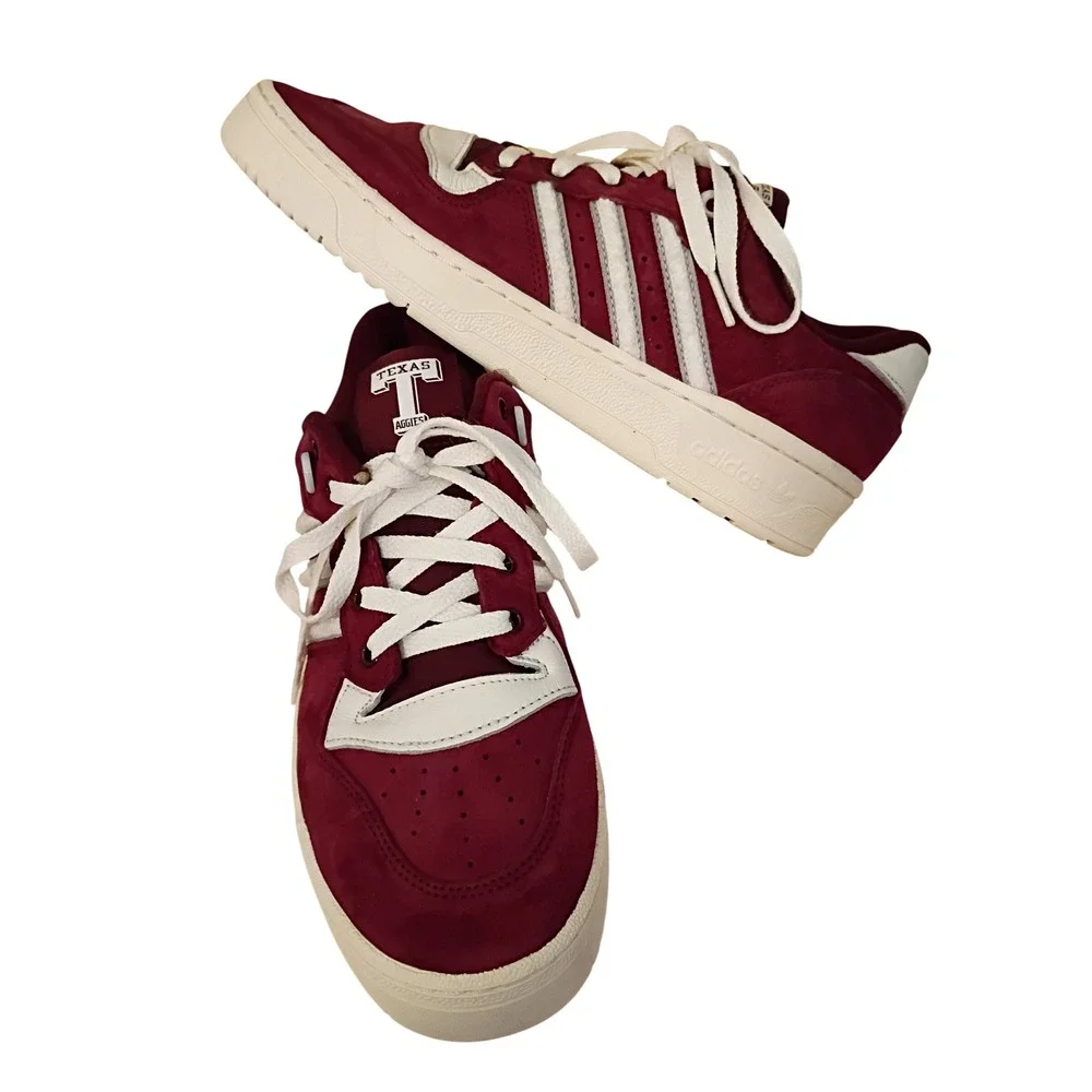 Adidas‎ Rivalry Low Texas Aggies Mens Size 9 Maroon White Suede Sneakers